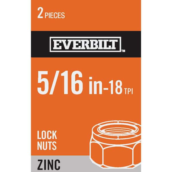 Everbilt 5/16 in.-18 Coarse Zinc Plated Steel Nylon Lock Nuts (2-Pack)