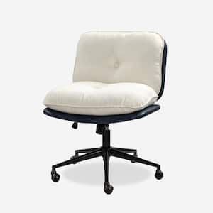 Kimberly Navy Polyster Mid Century Modern Task Chair with Metal Legs