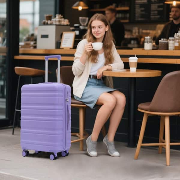 Tatahance 3-Piece Light Purple ABS Hardside Spinner Luggage Set