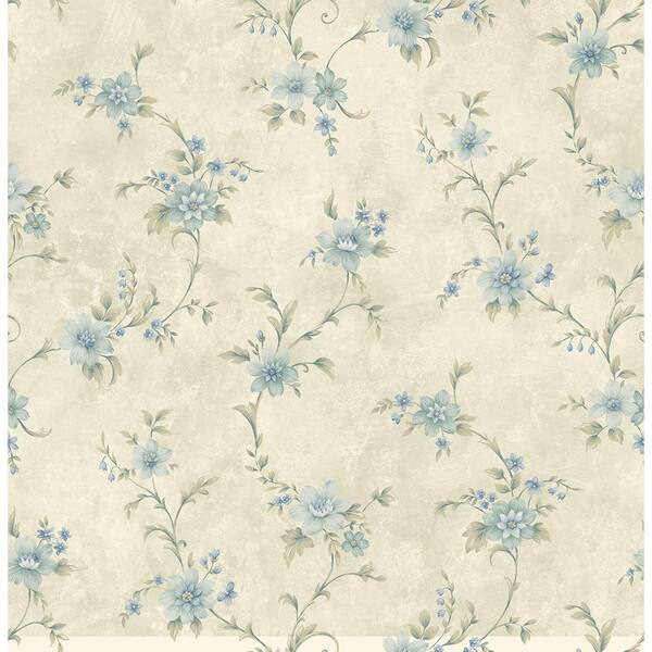 Chesapeake Elizabeth Aqua Floral Trail Wallpaper Sample