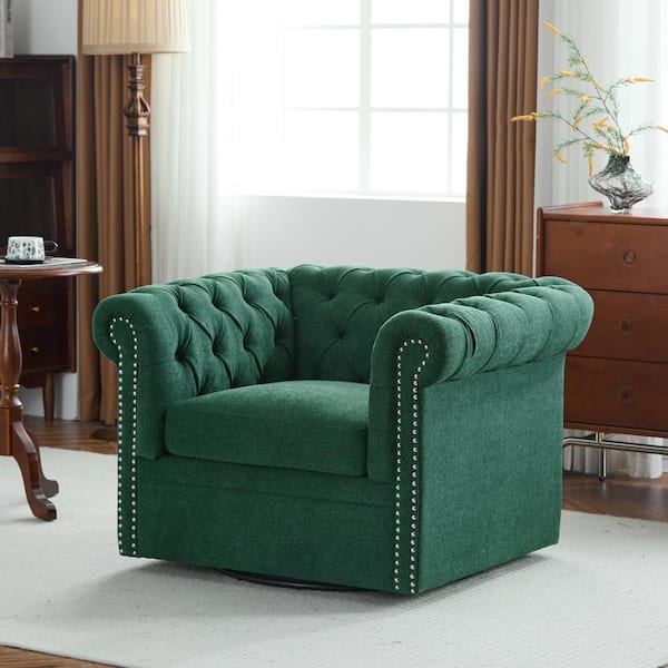 Noble House Bentar Upholstered Tufted Chesterfield 360° Swivel Club ...