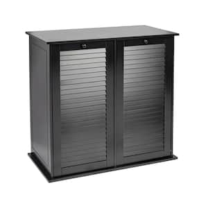 Black 28.86 in. H x 15.75 in. W x 30 in. D Canvas 2-Bag Tilt-out Cabinet Laundry Sorter with Shutter Front