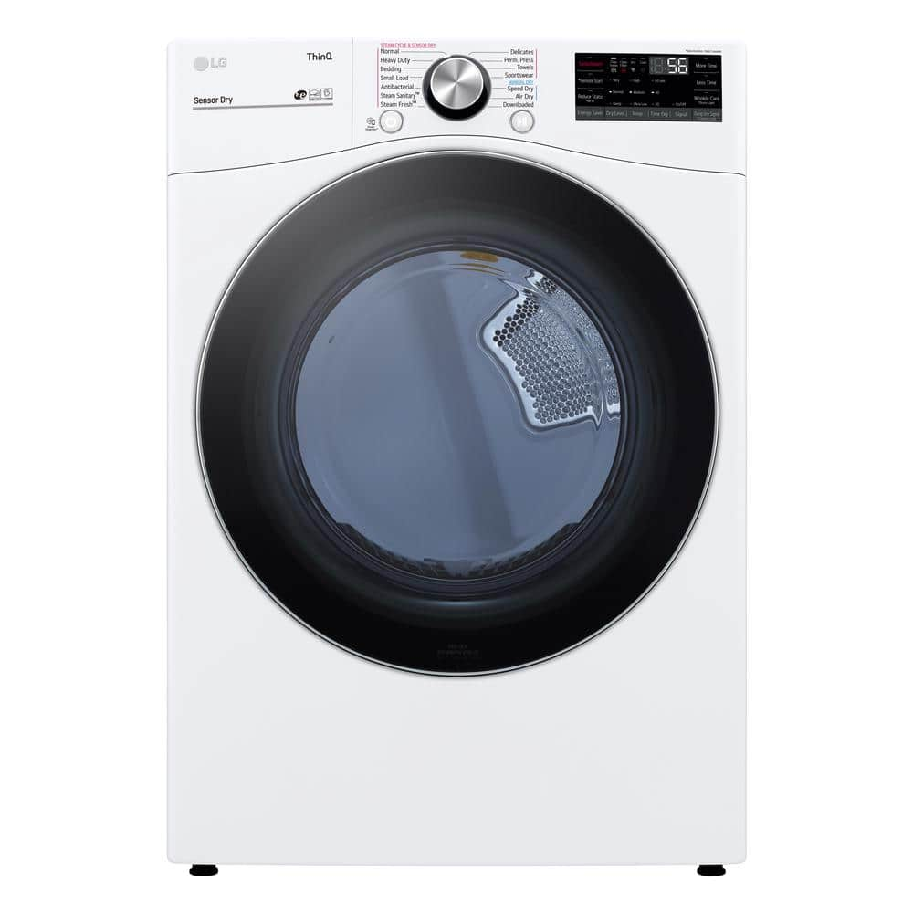 LG 7.4 cu. ft. Ultra Large Capacity White Smart Electric Vented Dryer with Sensor Dry, TurboSteam & Wi-Fi Enabled