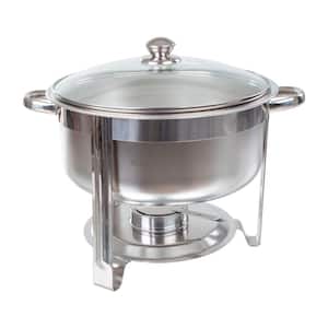 Round 7.5 qt. Chafing Dish Buffet Set - Includes Water Pan, Food Pan, Fuel Holder and Stand - Food Warmers