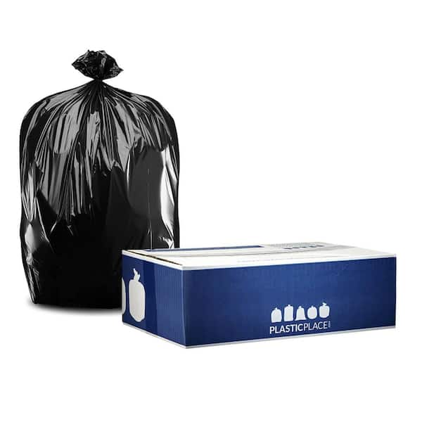 Plasticplace 40-45 Gal. Black Trash Bags on Rolls (Total of 100 Bags)