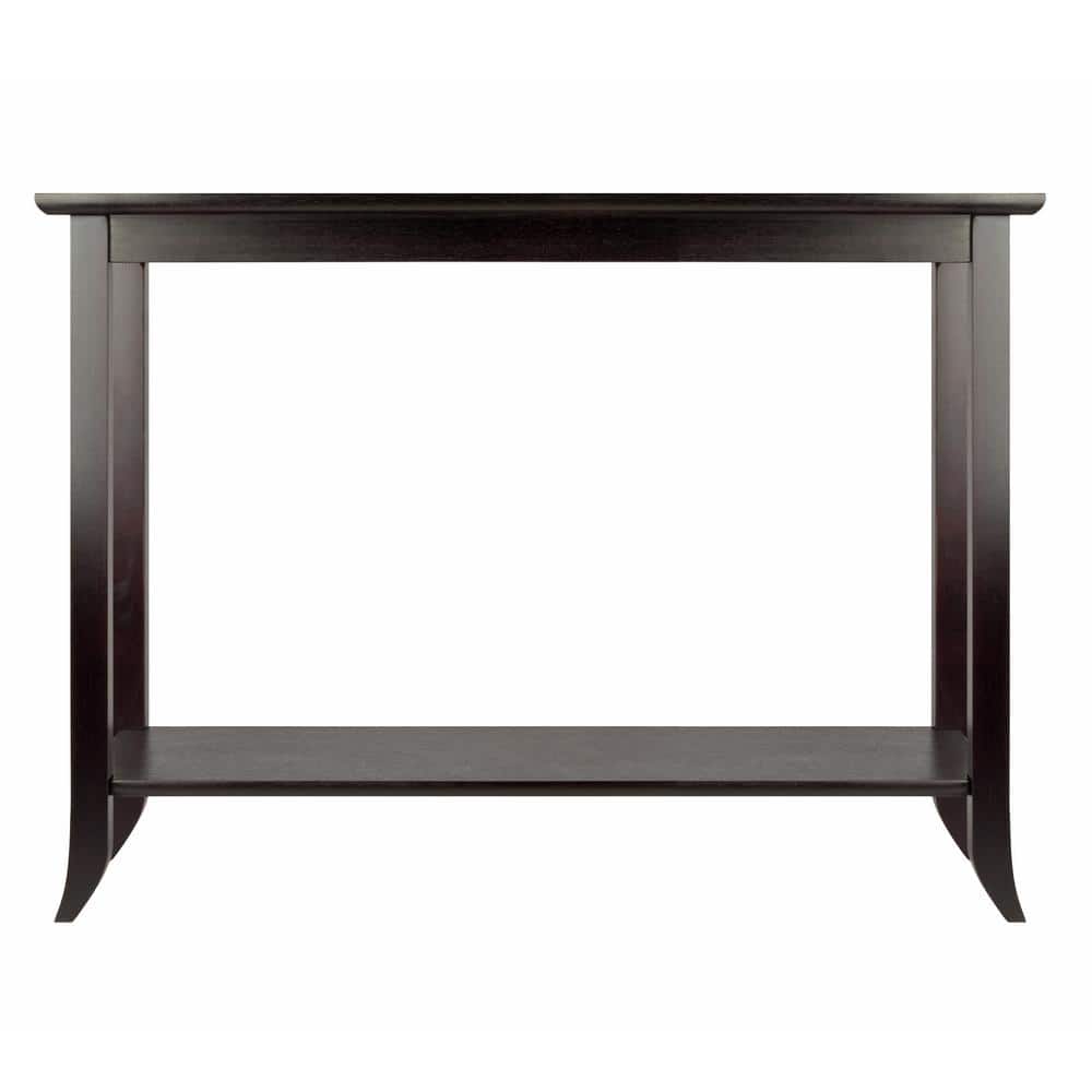 Winsome Genoa Espresso Rectangular Console Table with Glass Top and Shelf