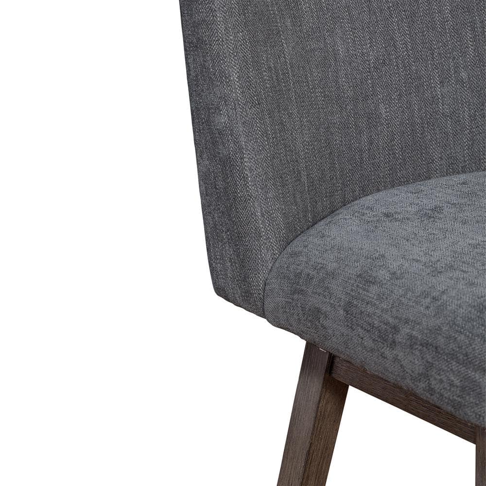 Grey Oak Wood Swivel Bar Stool with Grey Fabric