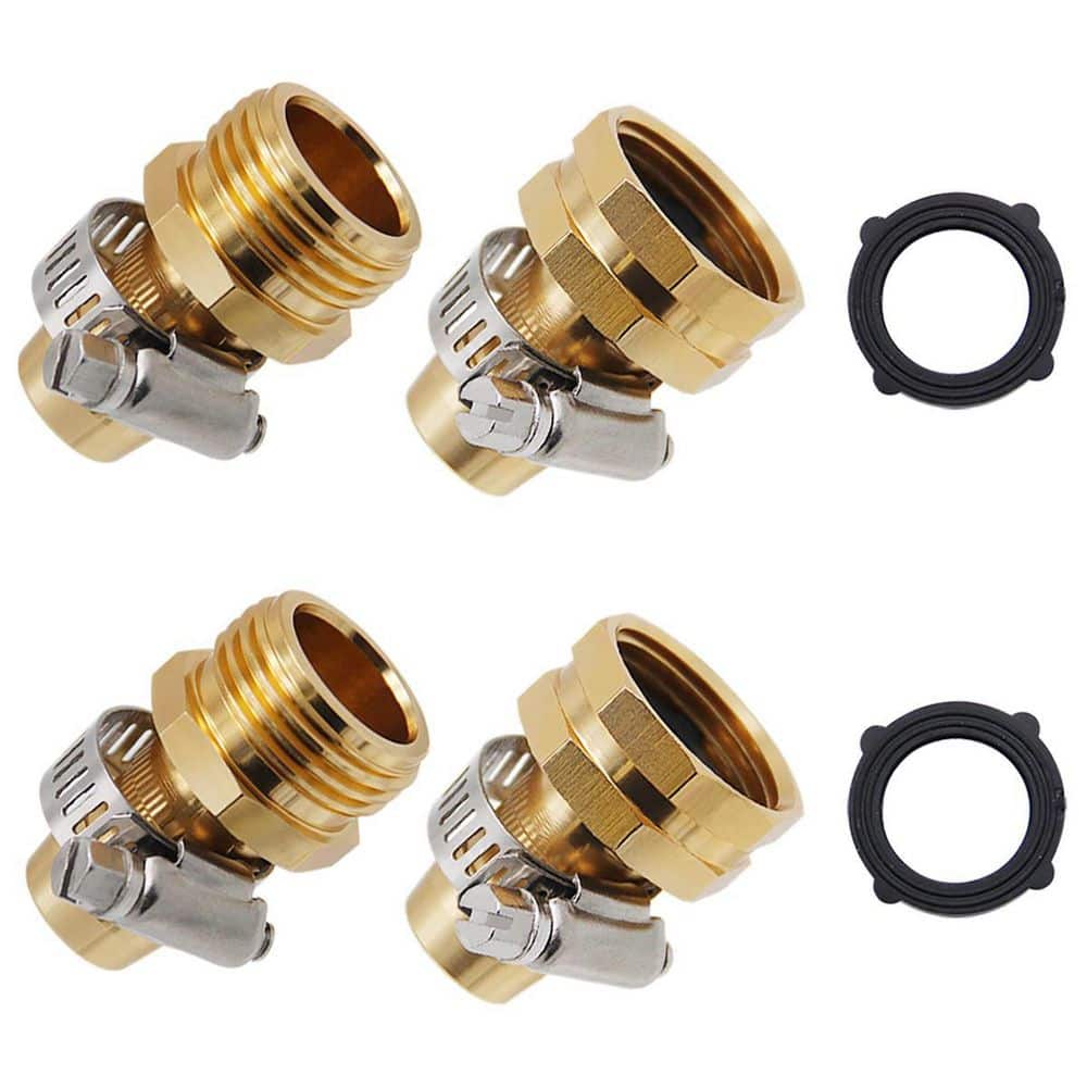 Garden Hose Repair Connector with Clamps(2-Set)