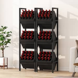 36-Bottle Black 14.57 in. W Wood 3 Tier Wine Rack Freestanding Floor Wine Storage Stand Wine Holder Display Shelf