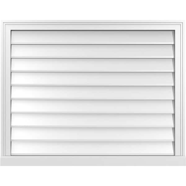 Ekena Millwork 38 in. x 30 in. Vertical Surface Mount PVC Gable Vent: Decorative with Brickmould Sill Frame