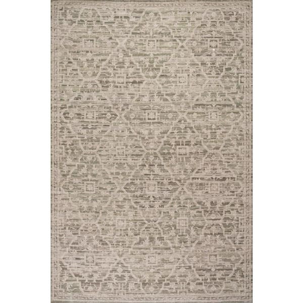 Deliora Traditional Diamond Area Green 7 ft. x 9 ft. Indoor Area Rug