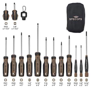 Screwdriver Set, 5 Phillips, 5 Slotted, 2 Torx, 2 Square, Magentic Tip, 3% Donated to Veterans (14-Piece)