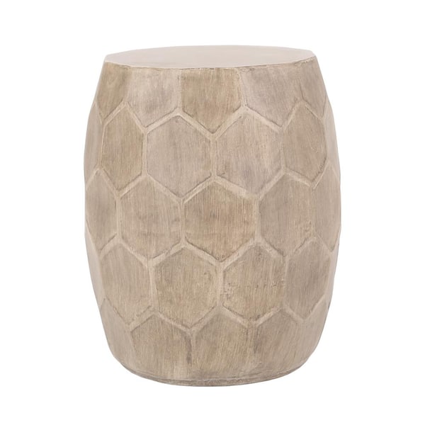 Gaudet Natural Wood Stone Outdoor Patio Side Table