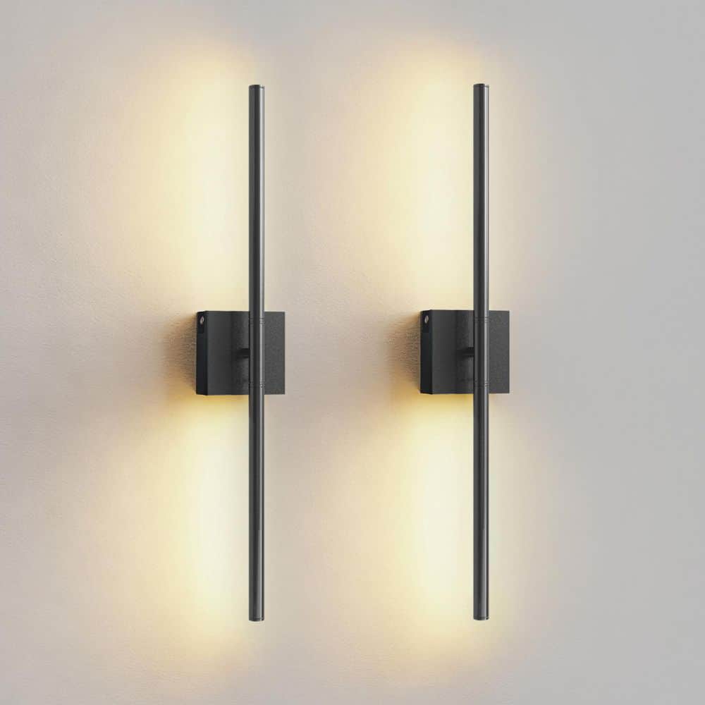 23.62in 1-Light 2-Pack Matte Black Linear Integrated LED Wall Light with RGBW, Remote Control, Dynamic Modes & Dimmable price history on PriceWatchPro