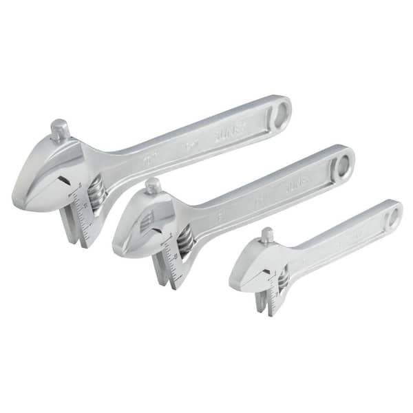 6 in., 8 in., 10 in. Adjustable Wrench Set (3 Piece)