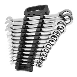 Professional-Grade Ratcheting SAE Combination Wrench Set with Storage Rack (13-Piece)