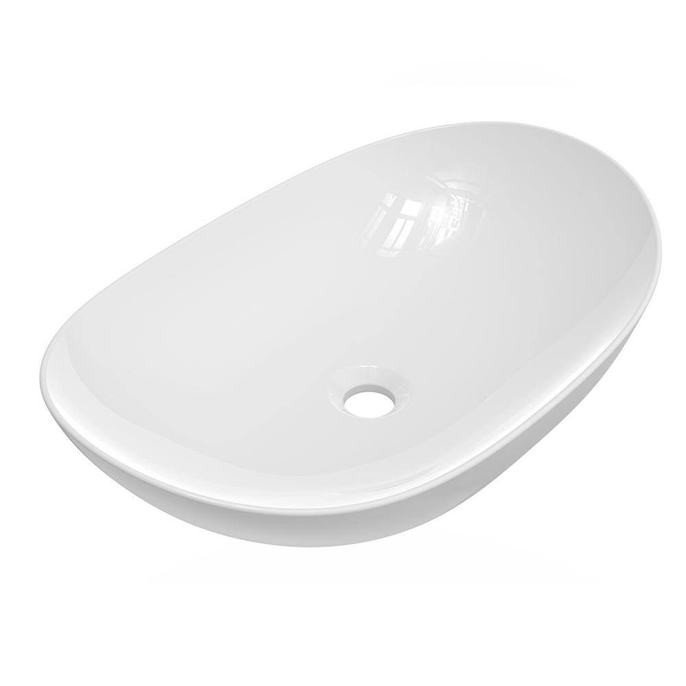 yulika Oval Sink 15 in. Bathroom Sink Ceramic Vessel Sink Bathroom Sink ...