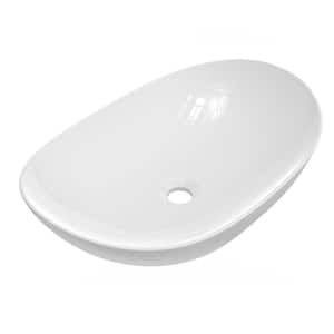 Oval Sink 15 in. Bathroom Sink Ceramic Vessel Sink Bathroom Sink Modern in White