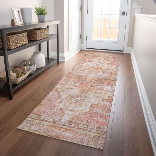Chantille Machine Washable Indoor/Outdoor Abstract ACN1729 Terracotta 2 ft. 3 in. x 7 ft. 6 in. Runner Rug