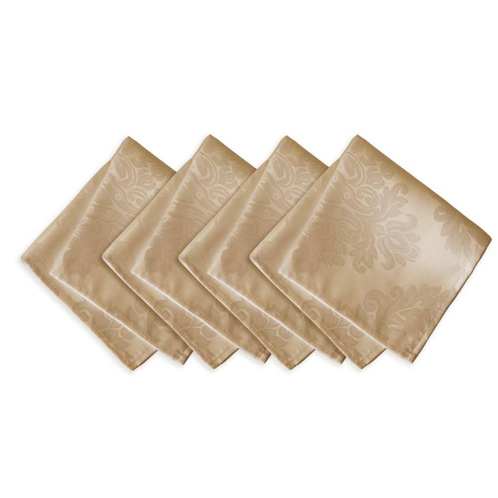 Barcelona Beige Jacquard Damask Napkin Set of 4 - 17" x 17"