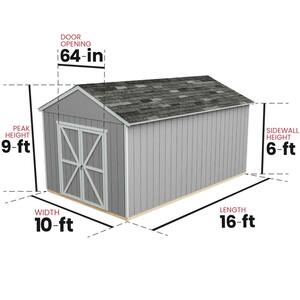 Professionally Installed Rookwood 10 ft. x 16 ft. Backyard Wood Shed with Smartside- Onyx Black Shingles (160 sq. ft.)