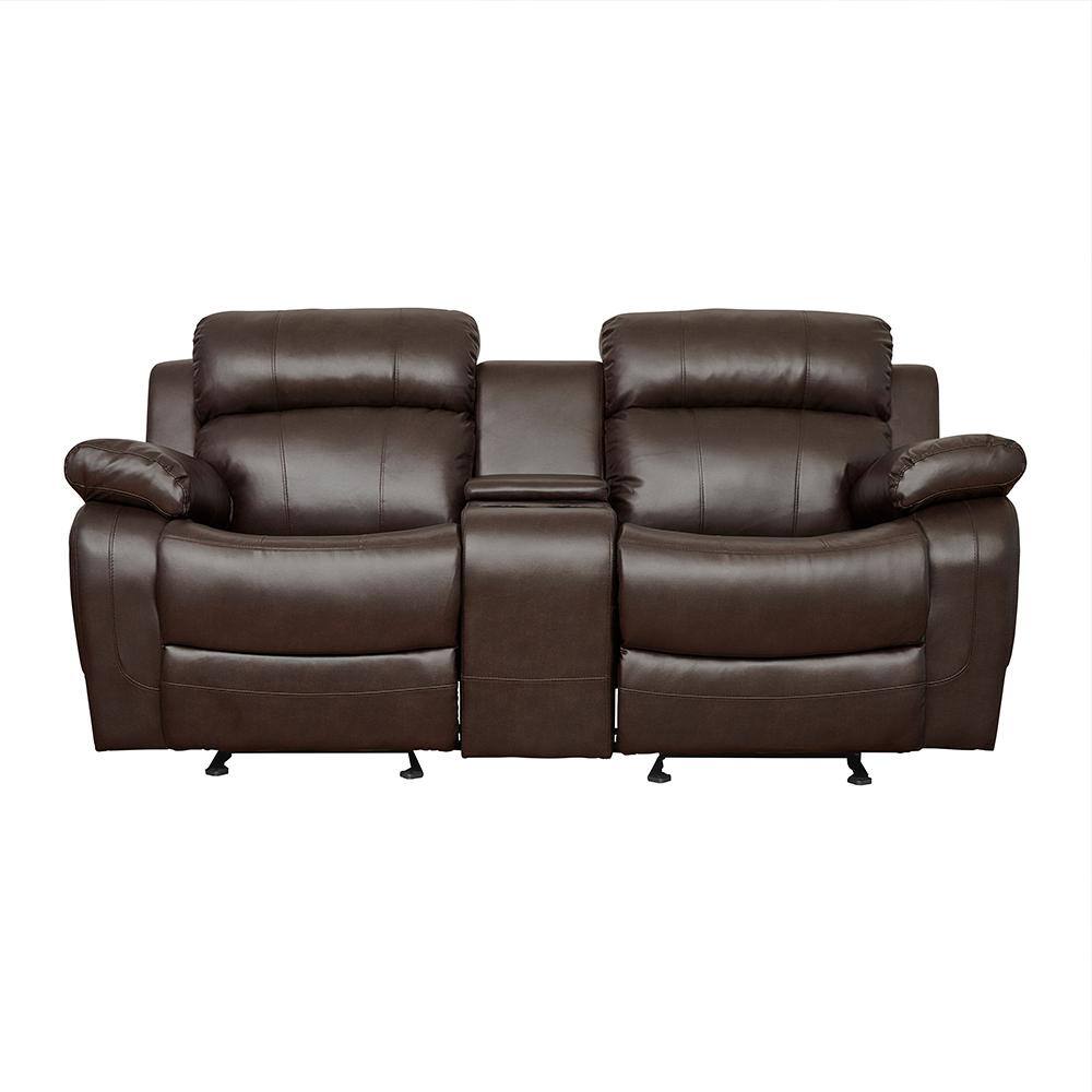 Alamo 77.5 in. W Brown Faux Leather Double Glider Manual Reclining Loveseat
