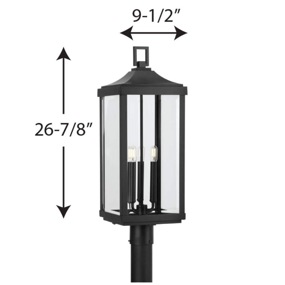 Gibbes Street Black 3-Light Post Lantern with Clear Glass
