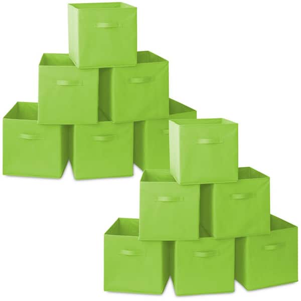 Casafield Lime Green 13 in. x 13 in. Fabric Collapsible Cubes