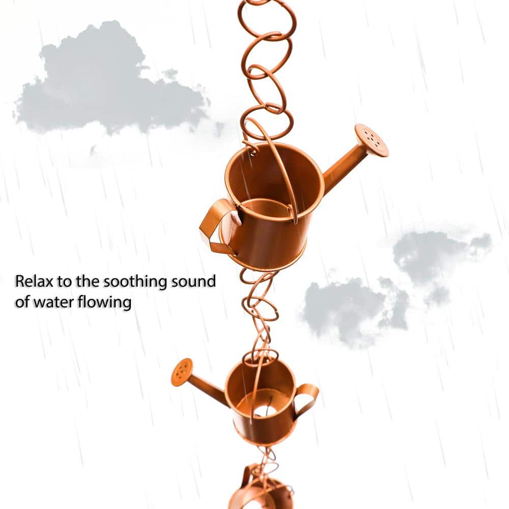 Copper Colored Iron Watering Can Rain Chain for Gutters