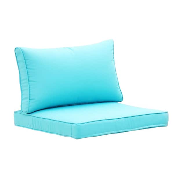 OVASTLKUY 25.98 in. Blue Wicker Rattan Sofa Outdoor Seat Cushion Cover Set