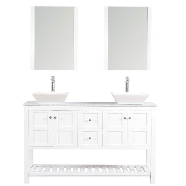Unbranded Manhattan 60 in. W x 18 in. D Bath Vanity Cabinet Only in White