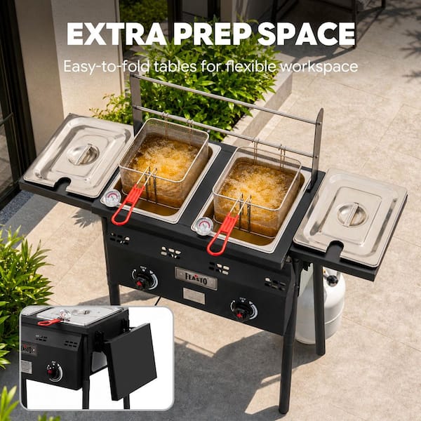FEASTO 16Qt. Outdoor Propane Deep Fryer and Dual Tank with Dual