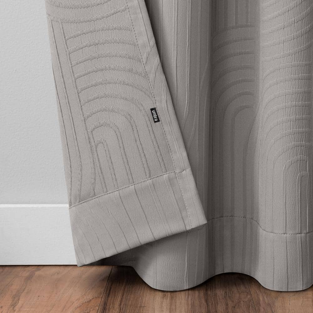 Cement Gray Polyester Wave Geometric Light Filtering Curtain Panel, 84x50