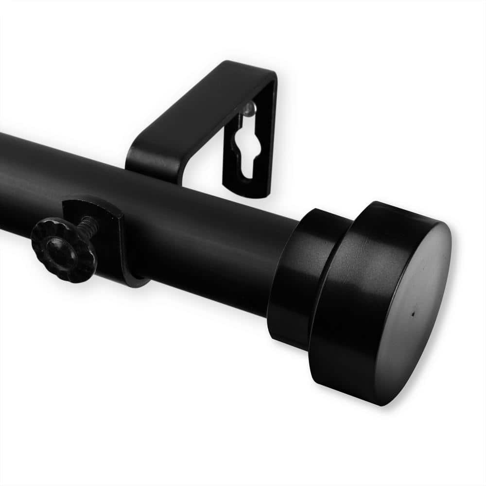 Adjustable Black Metal Curtain Rod with Finial, 18-28 inches