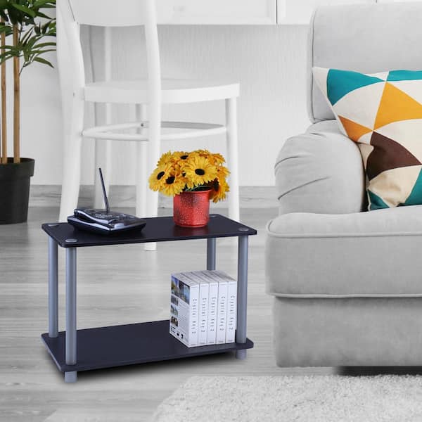 TURN-N-TUBE 23.6 in. Black/GreyRectangle Wood End Table