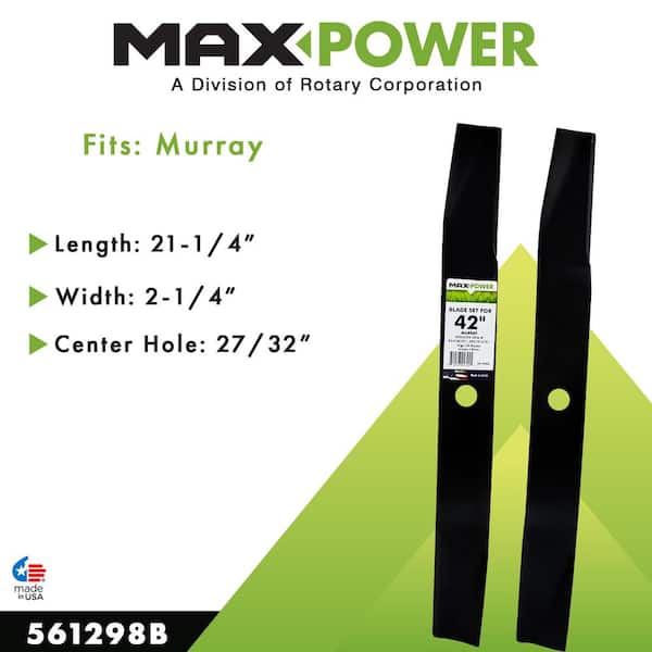 Maxpower 2 Blade Set for Many 42 in. Cut Murray Mowers replaces OEM #'s 095101E701, 92418 and 92418E701, 561298B