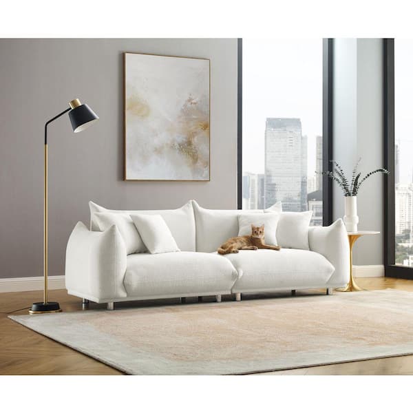 MINIMORE Chris 88.9 in. W Round Arm Sherpa Fabric Modern Design 3