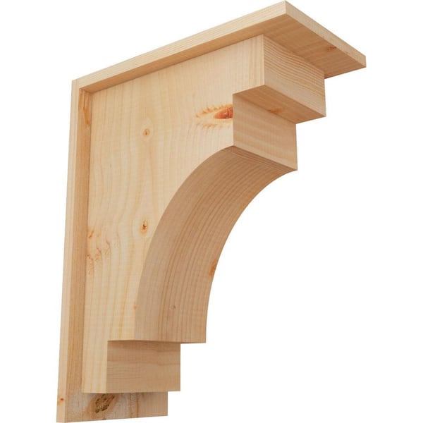 Ekena Millwork 7-1/2 in. x 14 in. x 18 in. Mediterranean Smooth Douglas Fir Corbel with Backplate