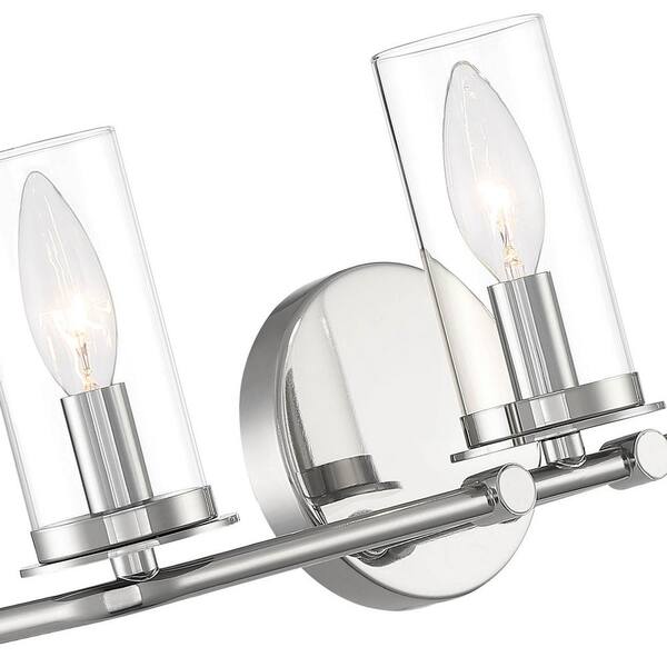 Designers Fountain - Hudson Heights 18 in. 3-Light Polished Nickel Coastal Vanity Light with Clear Glass Shades
