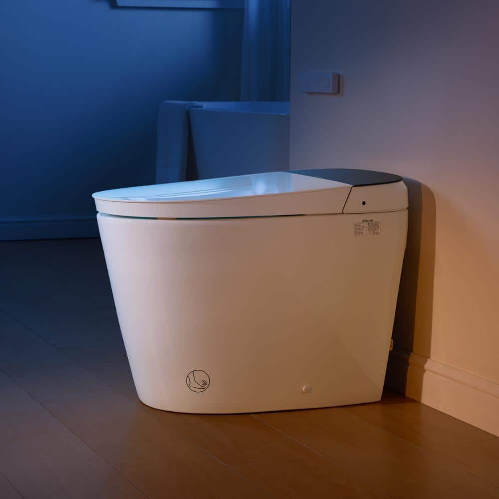 White Ceramic Elongated Smart Toilet with Heated Seat and Dryer