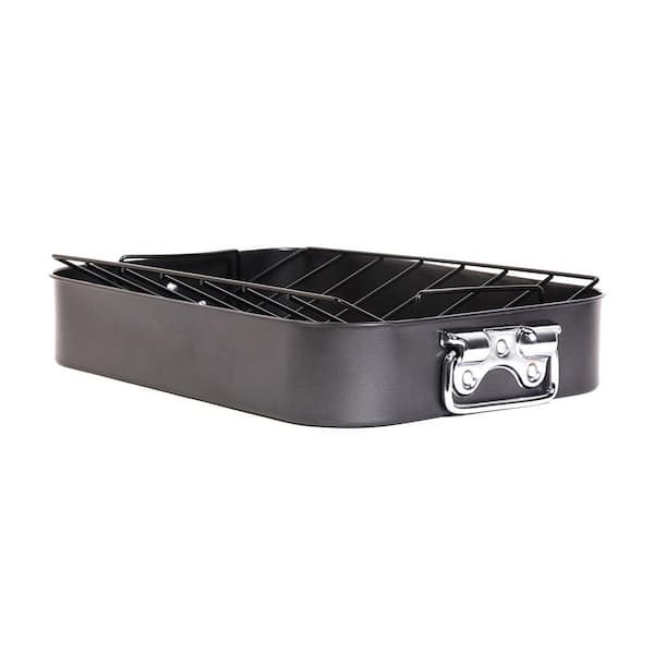 Gibson Greystone 12 qt. Speckled Grey Carbon Steel Turkey Roasting Pan Set  with Rack 985117992M - The Home Depot