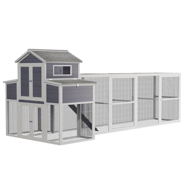 150＂Chicken Coop Extra Large Chicken House Hen House Rust-proof Metal Wire Poultry Cage Two Nesting Boxes, 5 Perches