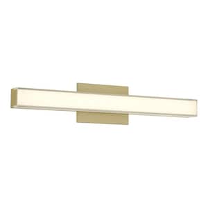 Vantage 24 in. 1-Light Ashen Brass CCT LED Vanity Light Bar with Double Layer Clear and White Acrylic Shade