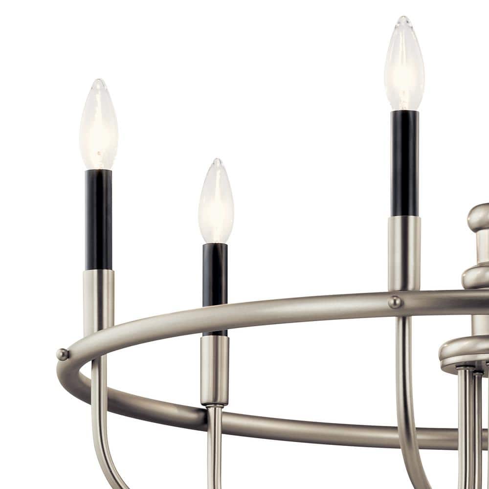 Brushed Nickel 6-Light Modern Candle Chandelier