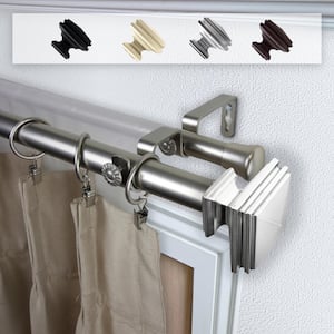 Bedpost 160 in. - 240 in. Double Curtain Rod in Satin Nickel