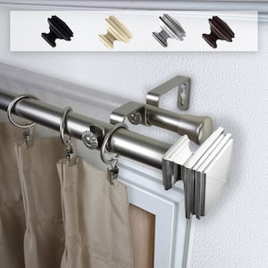 Bedpost 48 in. - 84 in. Double Curtain Rod in Satin Nickel with Finial