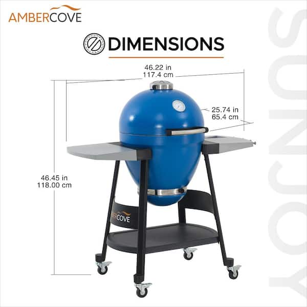 AMBERCOVE 20 in. Egg-Shaped Portable Charcoal Grill in Blue