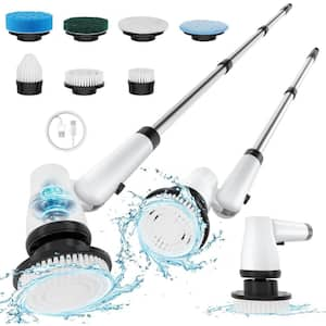 Electric Spin Scrubber Cordless Cleaning Brush with 7-Replaceable Brush Heads & Adjustable Extension Handle for Bathroom