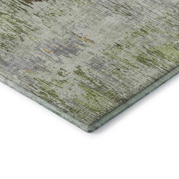 Mayfield Premium Machine Washable Abstract AMF1377 Aloe 3 ft. x 4 ft. Area Rug