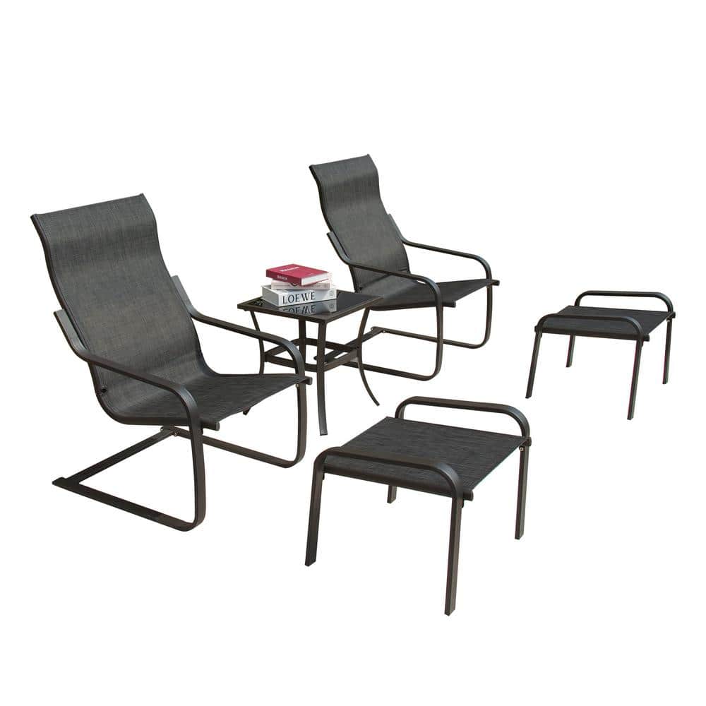 Outdoor 5-Piece Metal Patio Conversation Set All-Weather Armchair with Otto